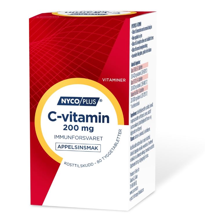 Nycoplus C-vitamin 200 mg 80 tyggetabletter