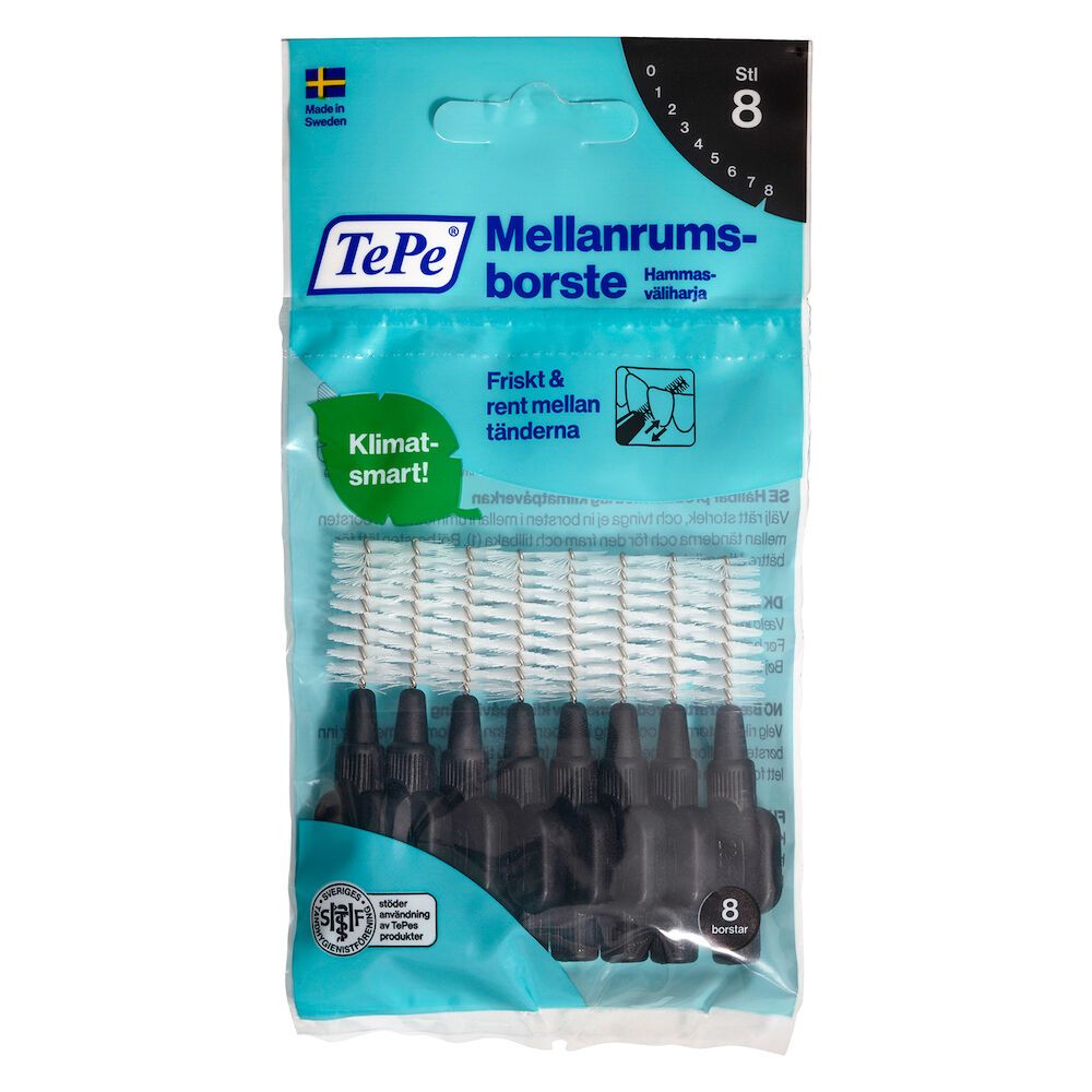 TePe mellomromsbørste 1,5 mm sort 8 stk