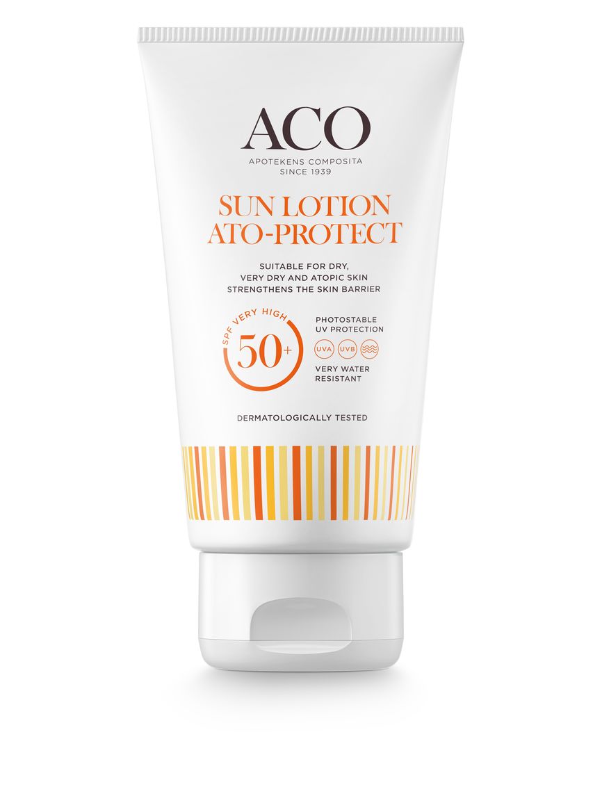 Bilde av en tube med Aco atoprotect sunlot f50+up 150 ml