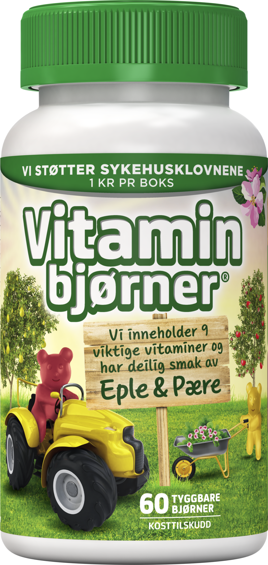 Vitaminbjørner eple & pæresmak 60 stk