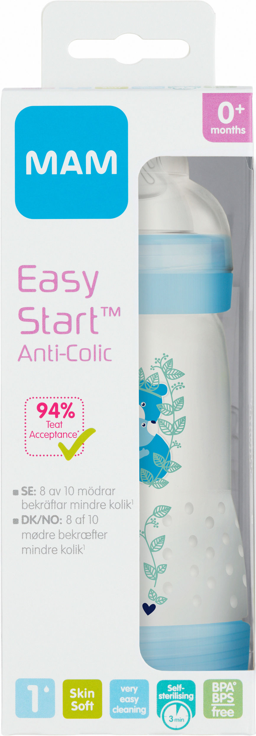 MAM Easy Start Anti-Colic tåteflaske blå 260 ml