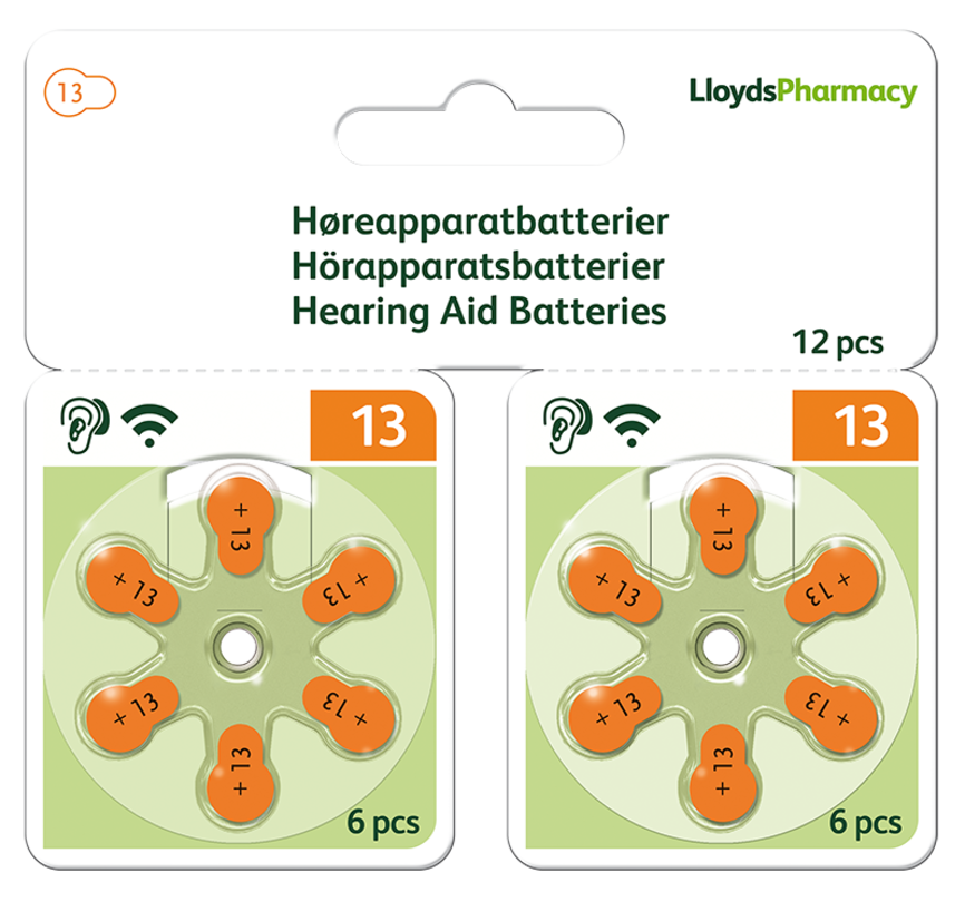 LloydsPharmacy batteri til høreapparat 13 12 stk