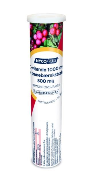 Nycoplus C-vitamin 1000 mg Tranebær 20 brusetabletter