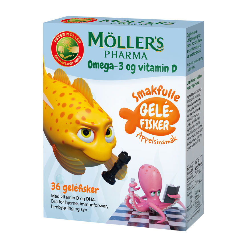 Möller’s Pharma Omega-3 og vitamin D geléfisker 36 stk