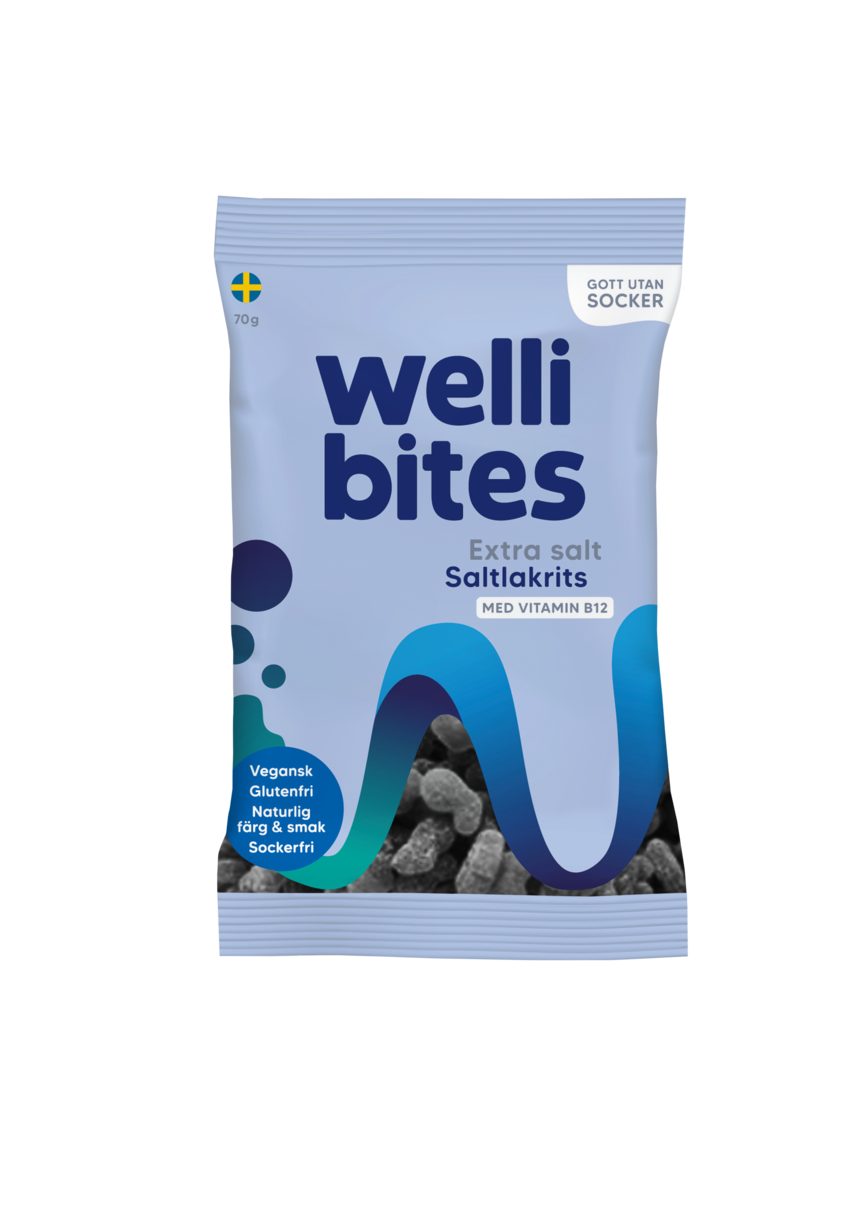 Wellibites Sukkerfritt Godteri Extra Salt Lakris 70g