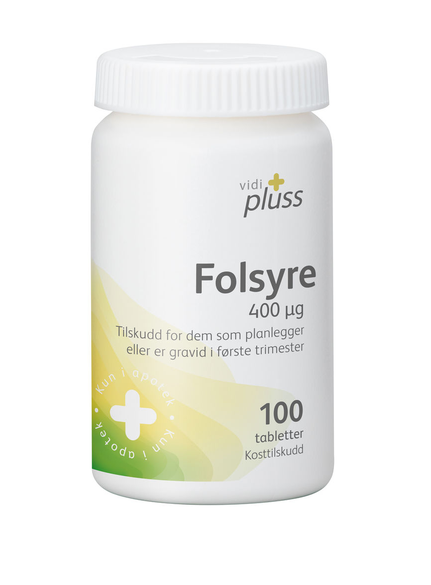 Vidi pluss folsyre 400mcg 100 tabletter