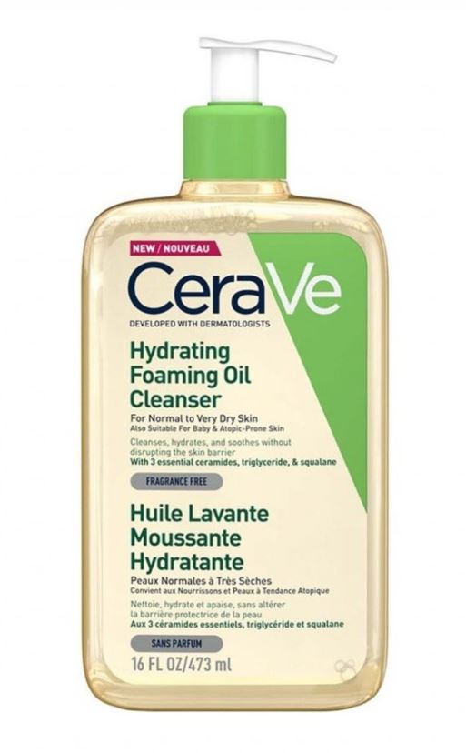 Bilde av pumpeflaske med CeraVe Hydrating Foaming Oil Cleanser 