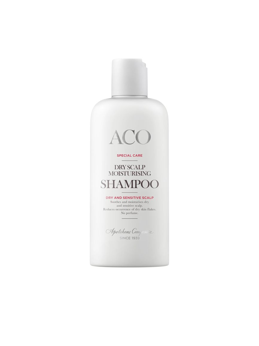 Bilde av en flaske med ACO Special Care Dry Scalp Moisturising Shampoo uten parfyme 200ml