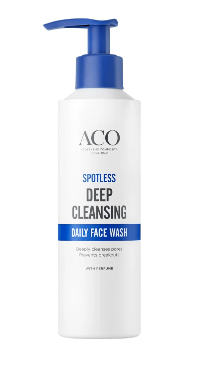 Bilde av en pumpeflaske med ACO Spotless Deep Cleansing Daily Face Wash 200ml