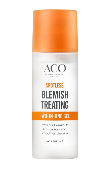 Bilde av en flaske med ACO Spotless Blemish Treating Two-in-One Gel 50ml