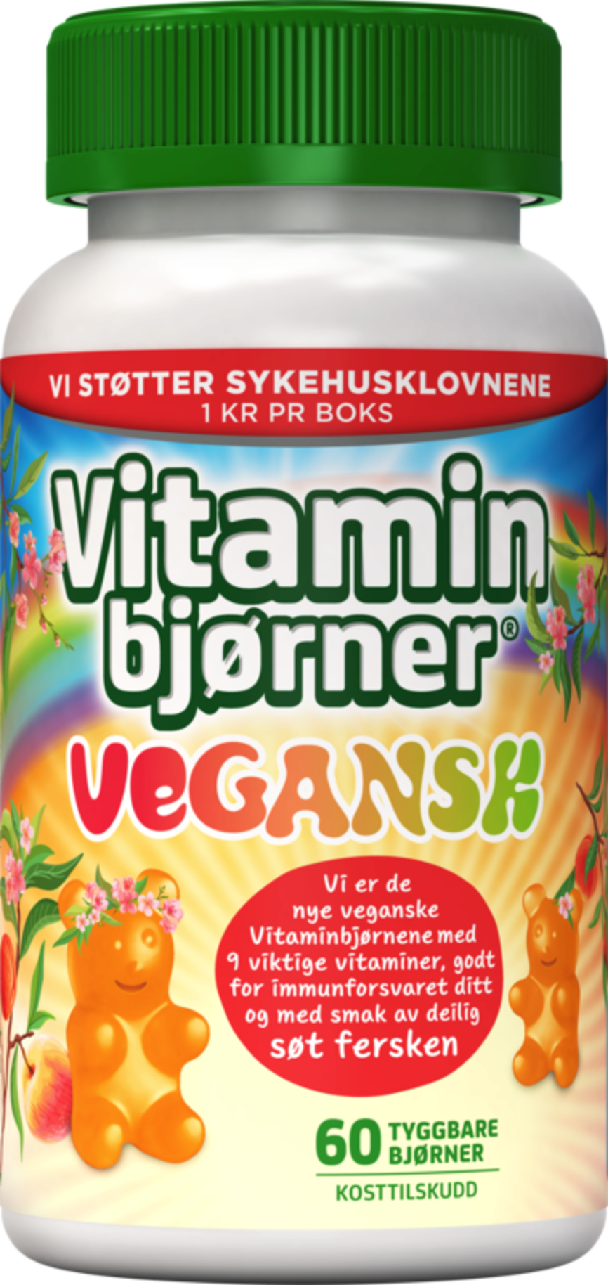 Vitaminbjørner Vegansk ferskensmak 60 stk