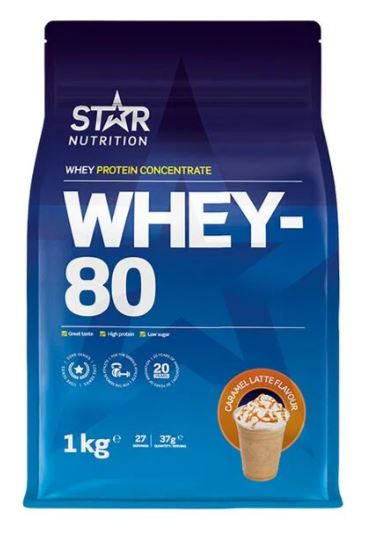 Bilde av en pakke med Whey-80 Proteinpulver 1 kg - Caramel Latte