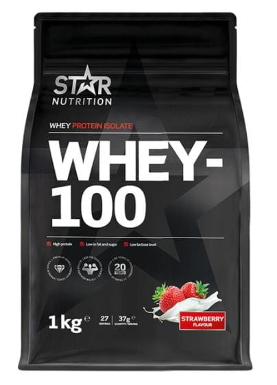 Whey-100 Proteinpulver 1 kg​ - Jordbær