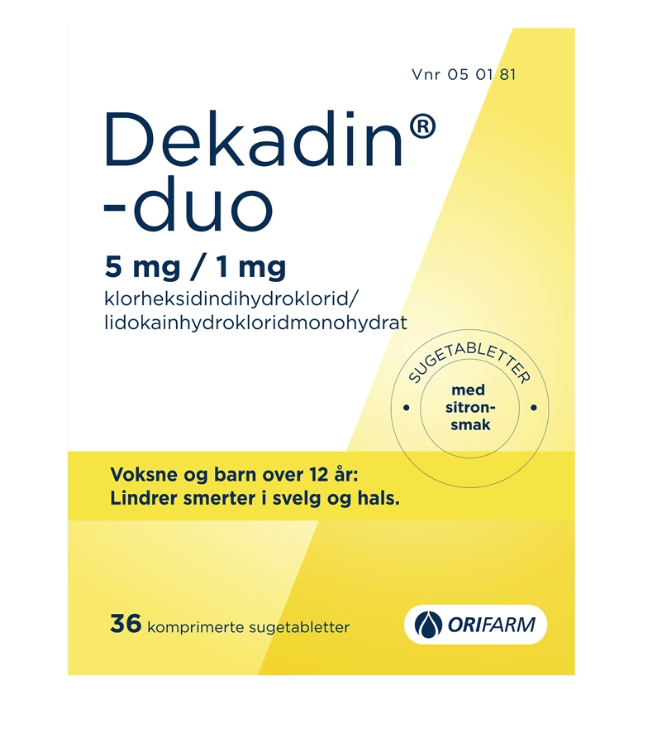 Dekadin-duo Sugetabletter 5mg/1mg sitron 36 stk