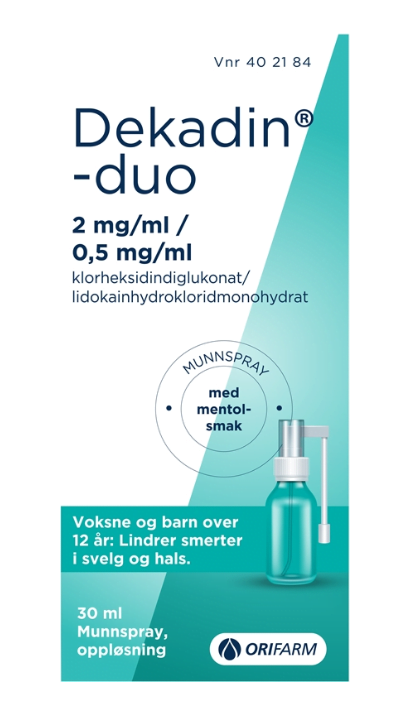 Dekadin-duo Munnspray 2mg/ml/0,5mg/ml mentol 30ml