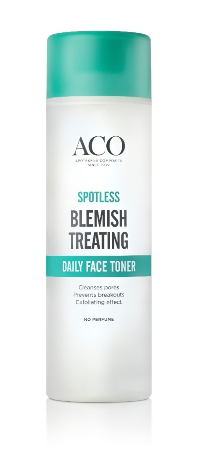 ACO Spotless Blemish Treating Daily Face Toner, en daglig ansiktsrens med eksfolierende effekt, uten parfyme.