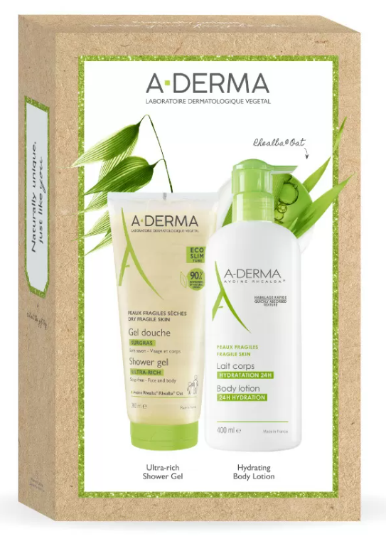 A-Derma Body Gavesett Dusjgel og Bodylotion 200+400ml