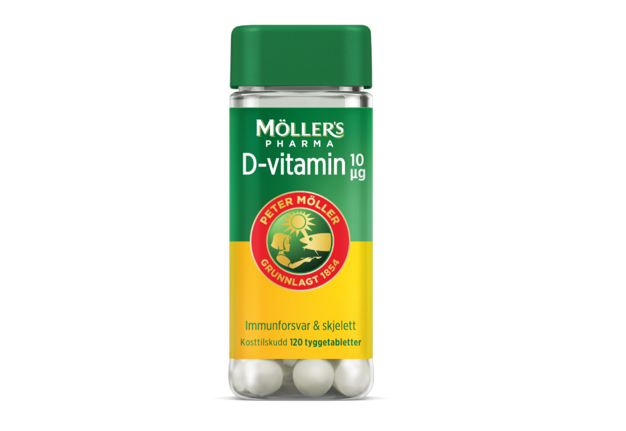 Möller’s Pharma Vitamin-D tyggetabletter 10 µg 120stk