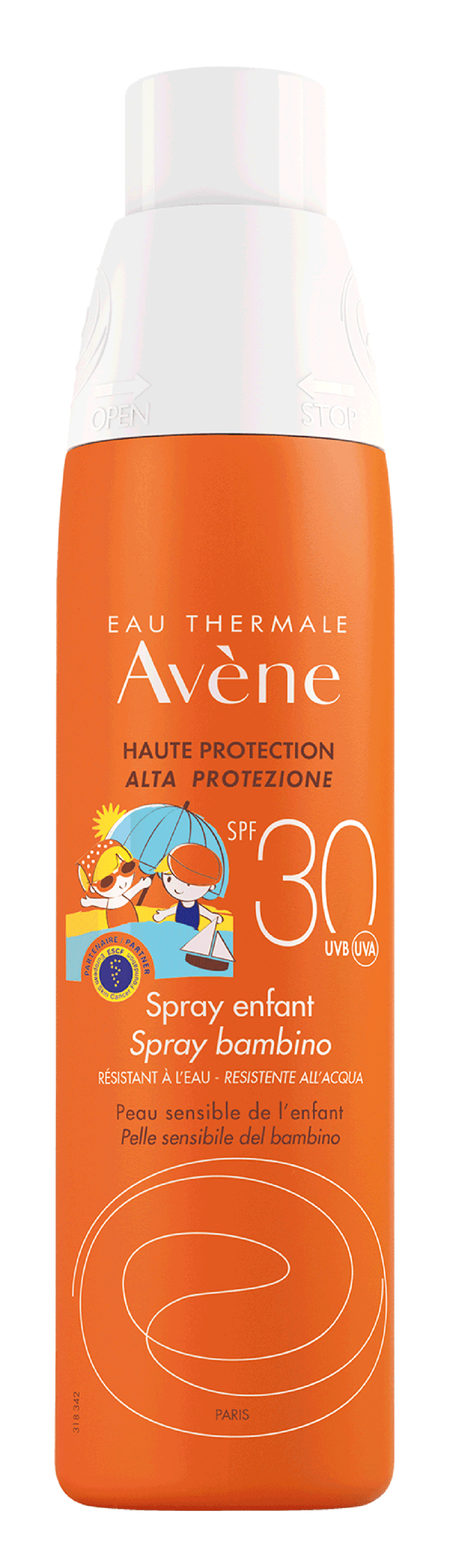 Bilde av en sprayflaske med Avène Sun Kids Spray SPF 30 200 ml