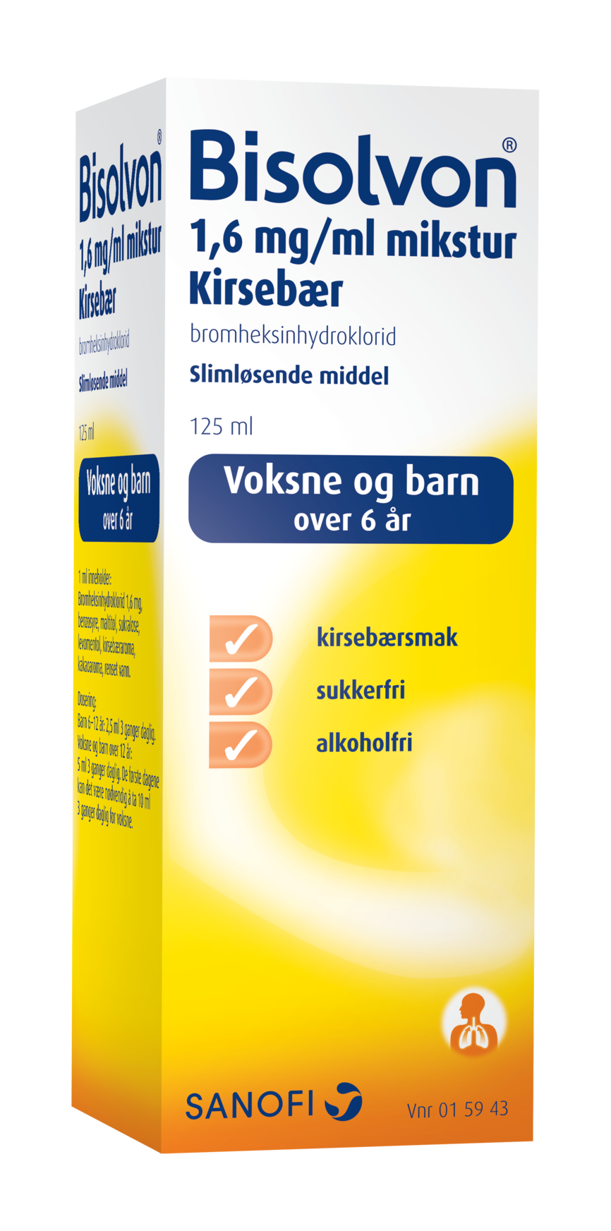 Bisolvon mikst 1.6mg/ml kirsebær 125 ML