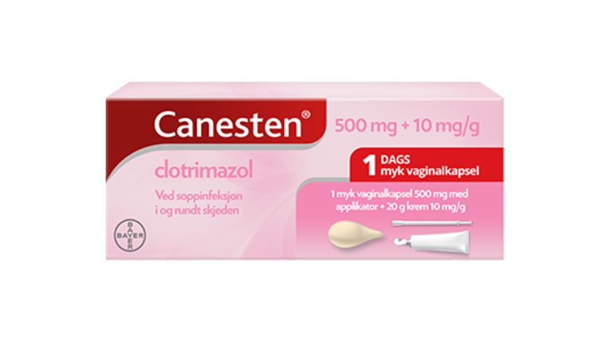 Canesten kombinasjonspakke 500 mg vaginalkapsel 1 stk + 1% krem 20 g