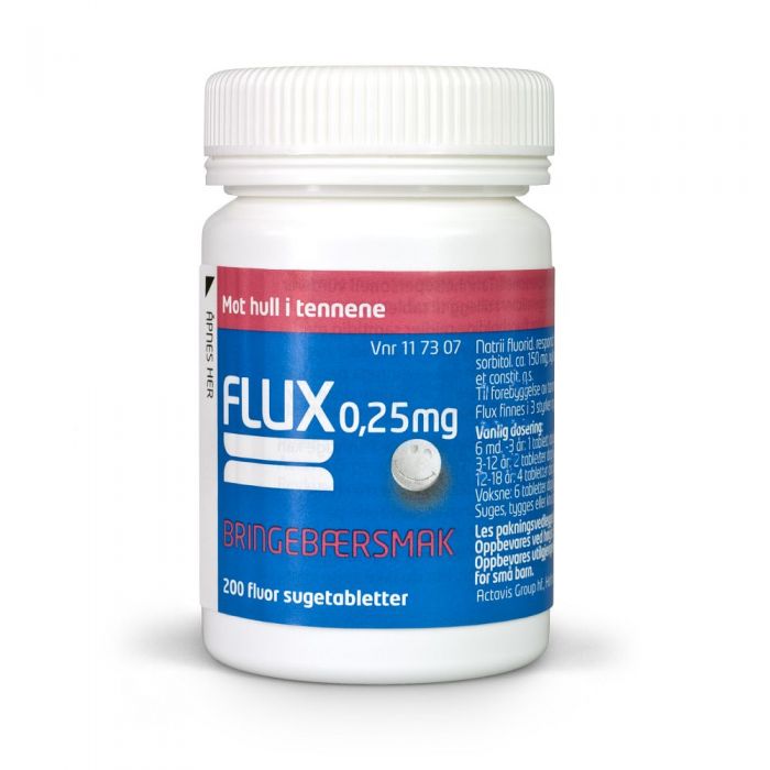 Flux 0,25 mg sugetabletter bringebær 200 stk