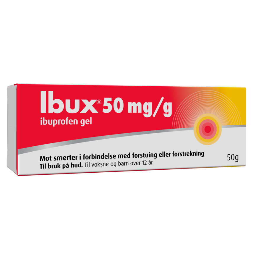 Bilde av en pakke med Ibux gel 5% 50 G