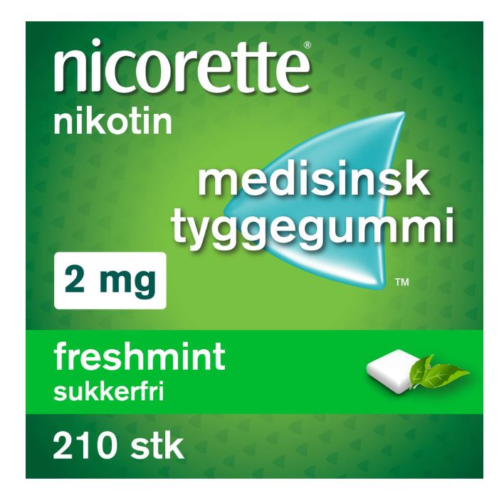 Nicorette Tyggegummi 2mg Freshmint 210 ENPAC