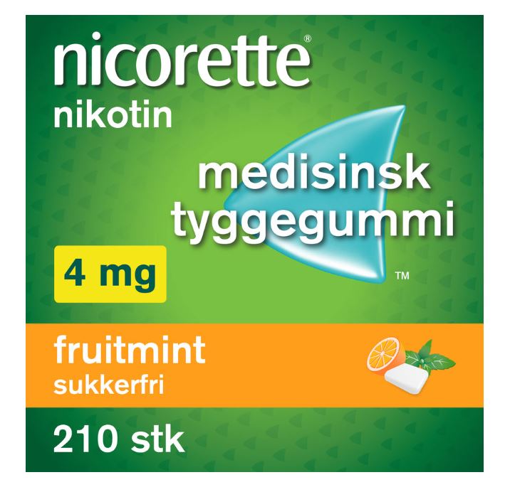 Nicorette Tyggegummi 4mg Fruitmint 210 ENPAC