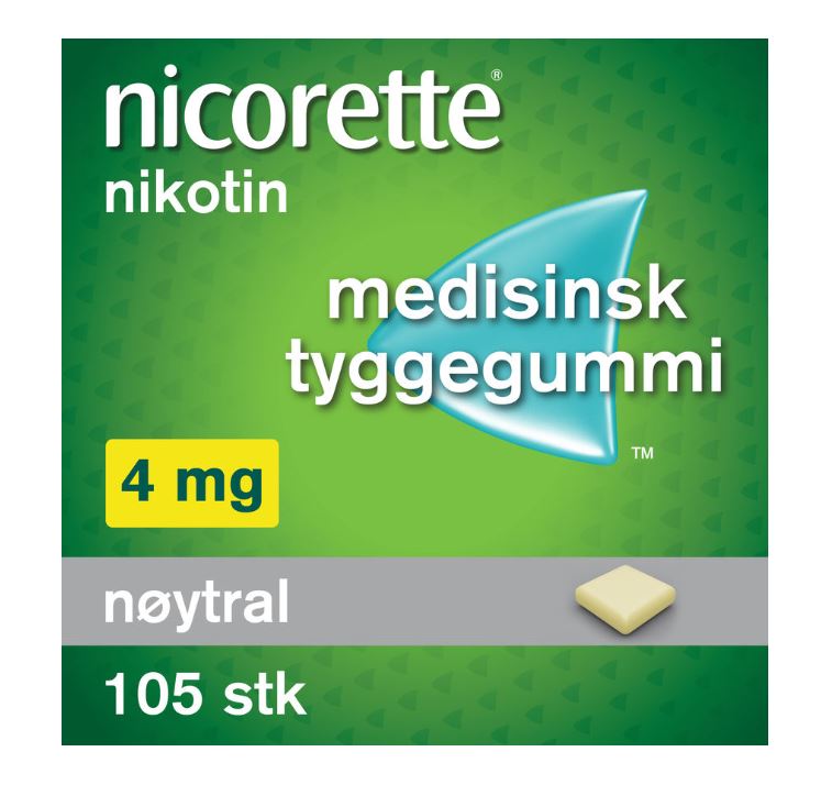 Nicorette 4mg tyggegummi nøytral smak 105stk