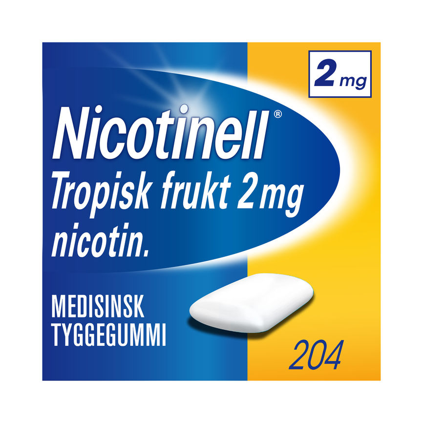 Nicotinell 2 mg tyggegummi tropisk frukt 204 stk