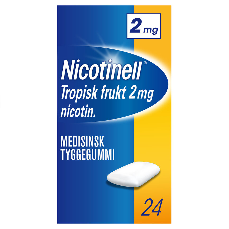 Nicotinell 2 mg Tyggegummi Tropisk Frukt 24 stk