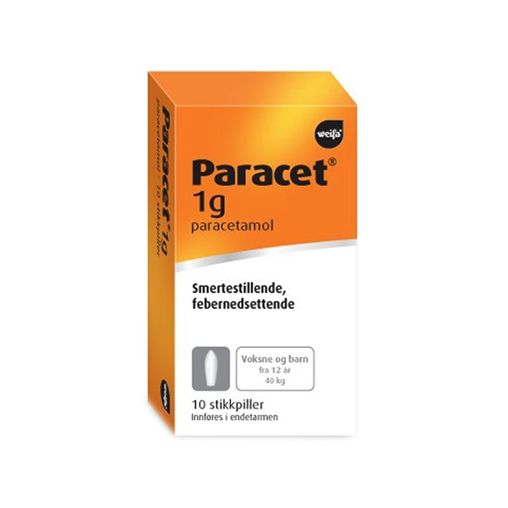 Paracet stikkpille 1g 10 STK