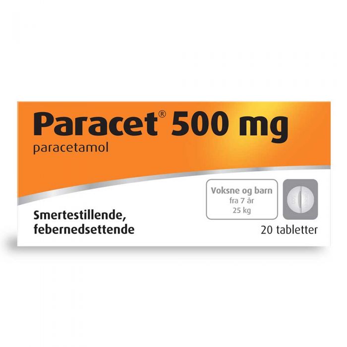 Bilde av en pakke med Paracet tab 500mg 20 ENPAC