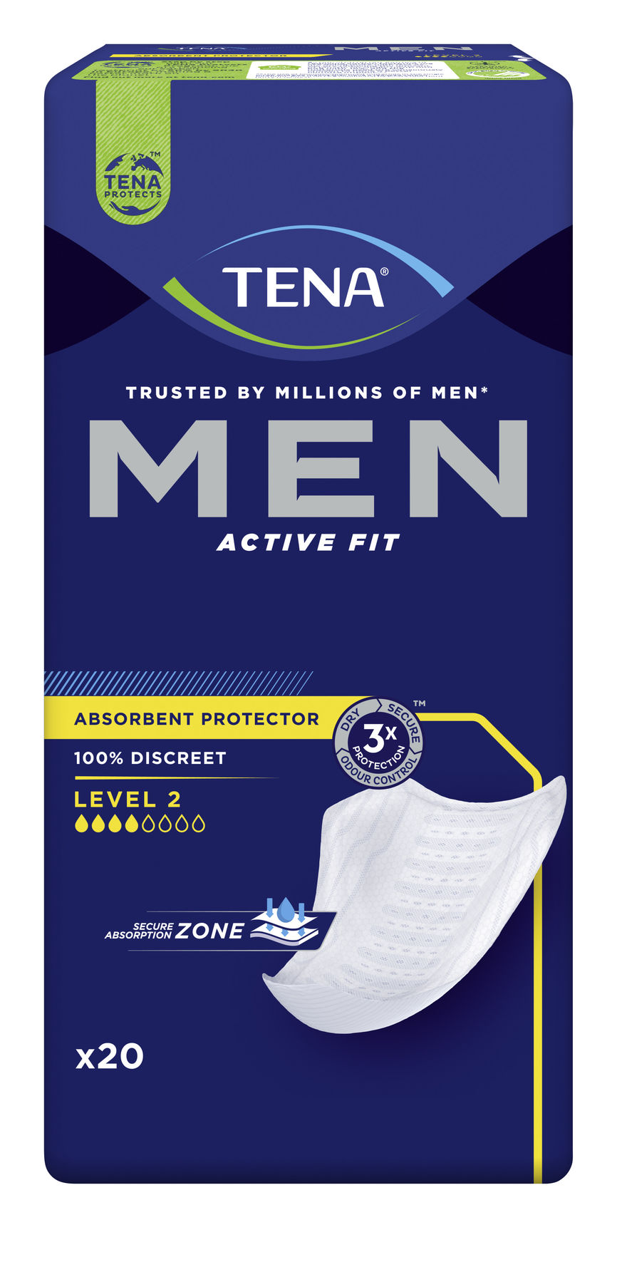 Tena Men Active Fit Level 2 absorberende innlegg 20 stk