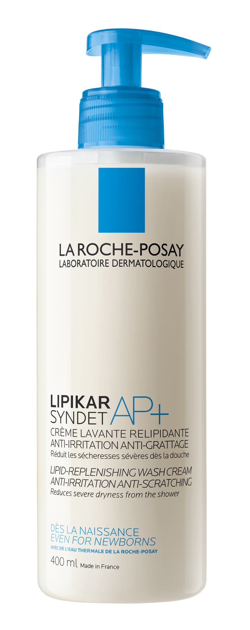 Bilde av en pumpeflaske med La Roche-Posay Lipikar Syndet AP+ dusjsåpe 400 ml