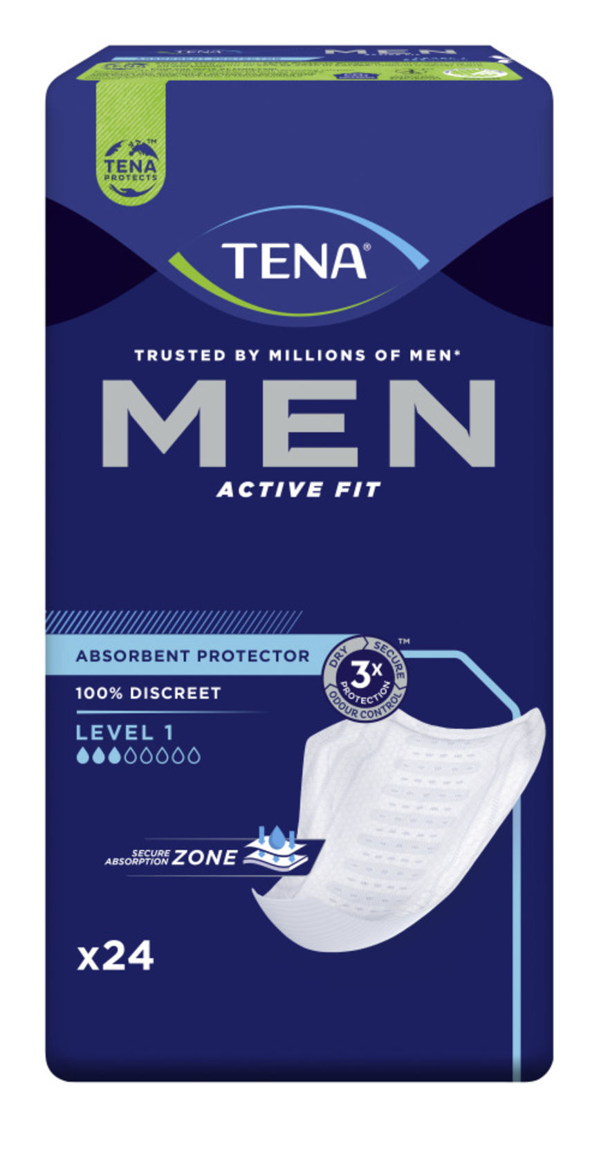 Tena Men Active Fit Level 1 absorberende innlegg 24 stk