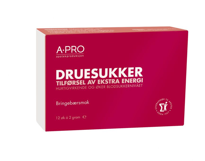 Apro druesukker bringebærsmak 2 g