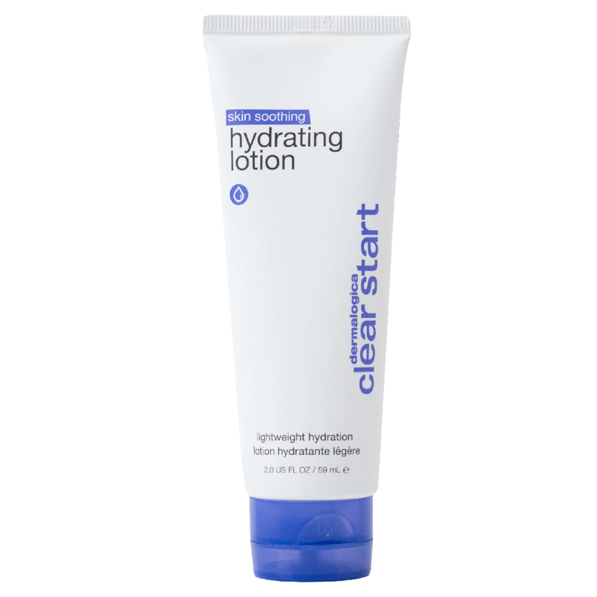 Bilde av en tube med Clear Start Soothing Hydrating Lotion 60 ml. Tuben er hvit med blå kork.