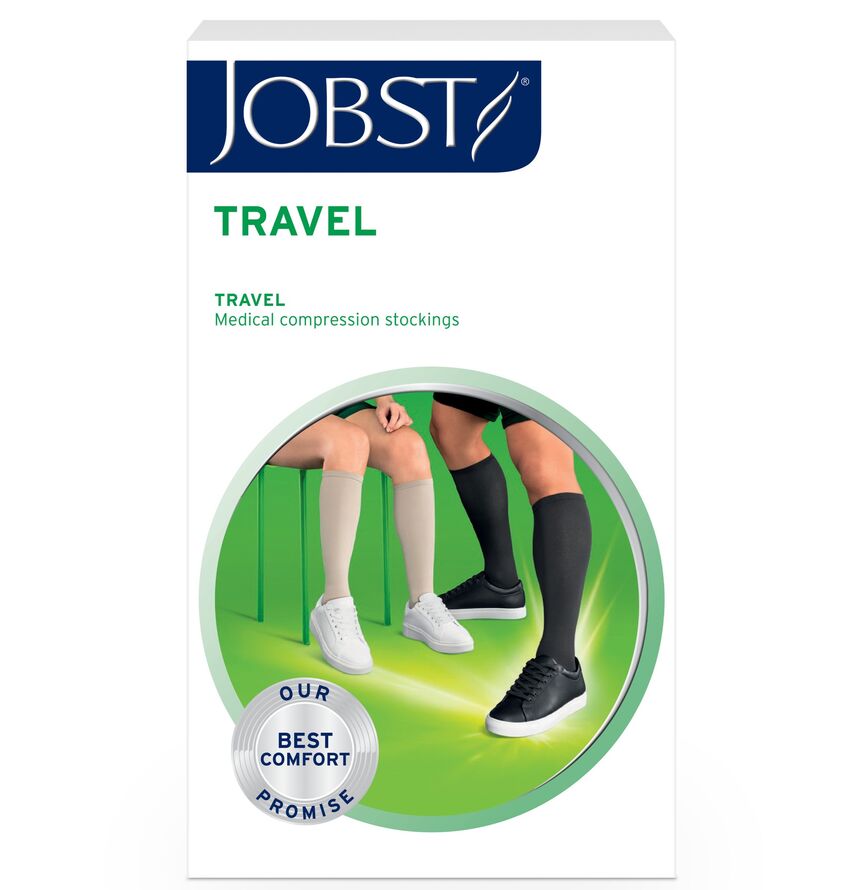 Jobst Travel K1 Kne støttestrømpe sort str 45 1 par