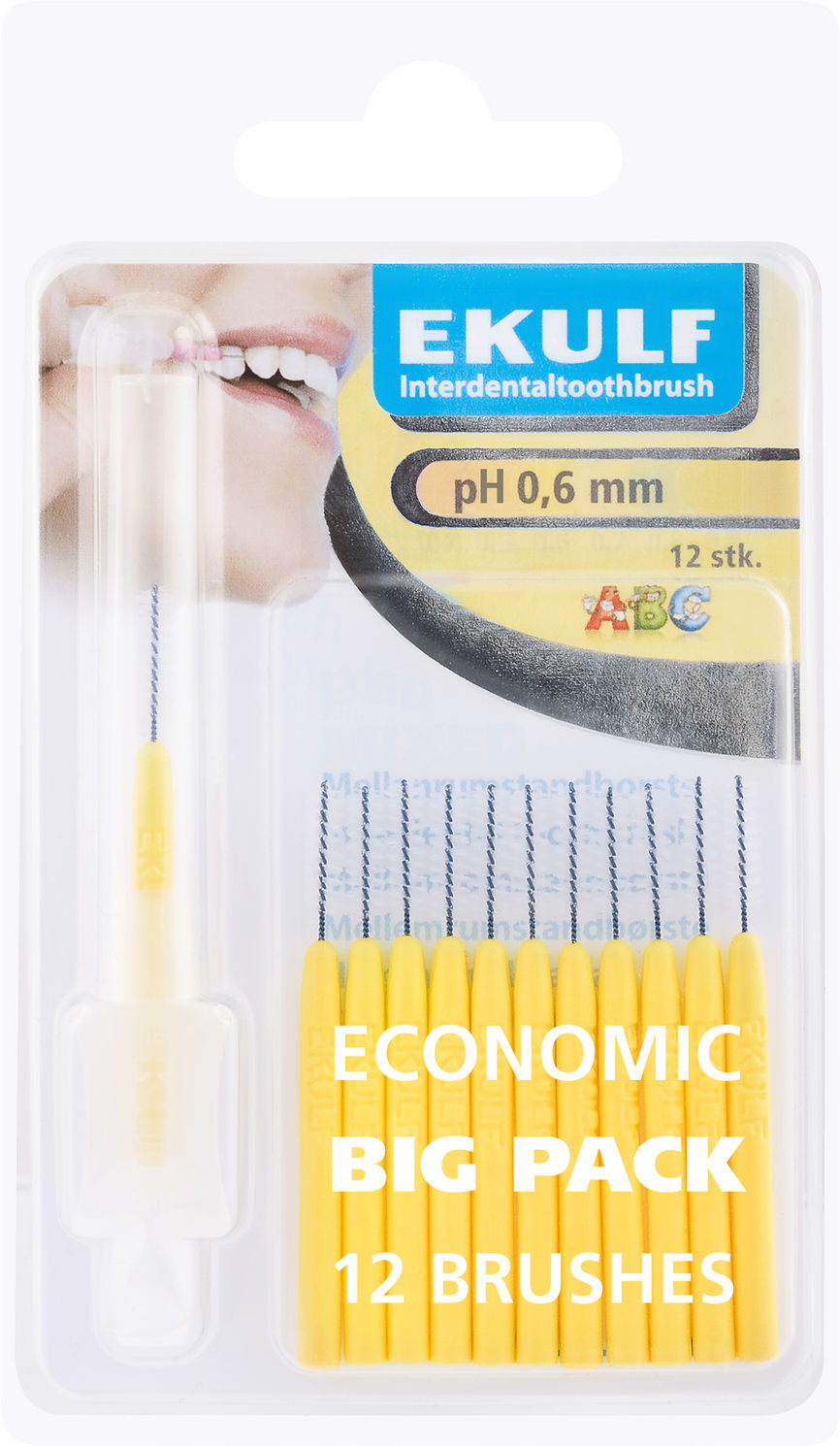 Ekulf Mellomrombørste PH-060gul 12stk