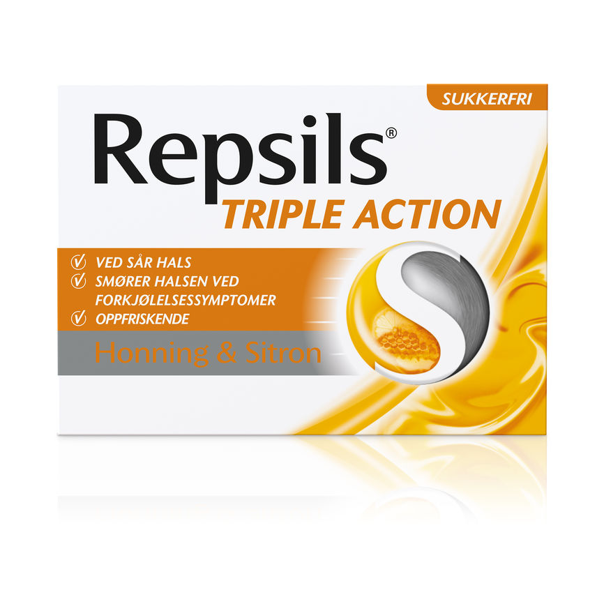 Repsils Triple Action Honning & Sitron halstabletter 24 stk