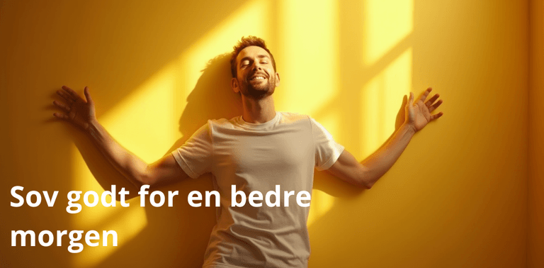 Bilde av en mann med tekst på bilder som sier "sov godt for en bedre morgen"