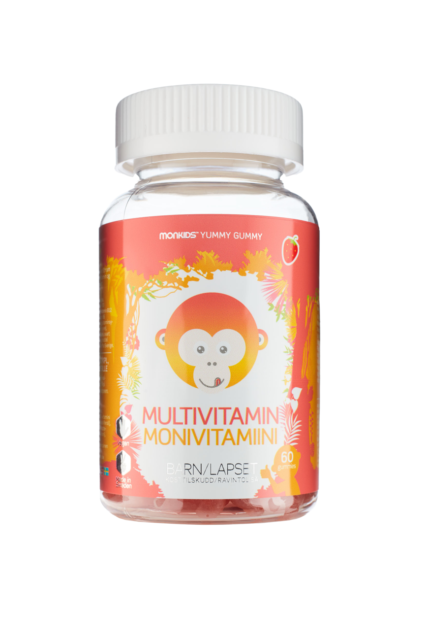 Monkids Multivitamin Barn Jordbær 60 stk