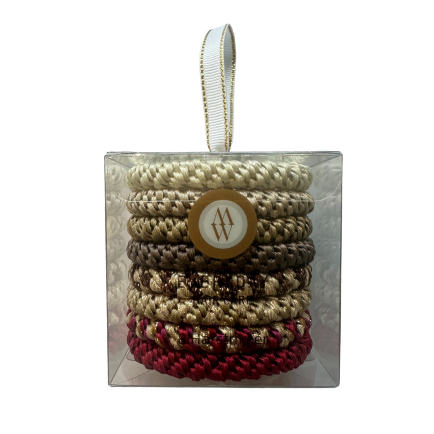 Hårstrikker gavepakke rød/beige 8 stk