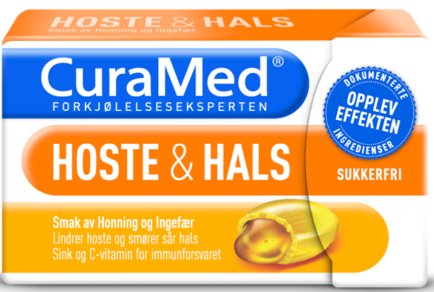 Curamed Hoste & Hals sugetabletter honning og ingefær 16 stk