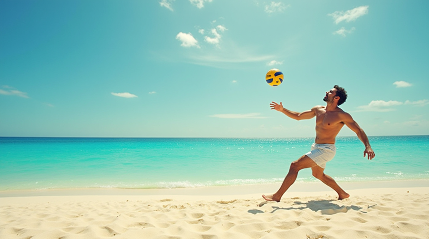 Bilde av en mann som spiller volleyball