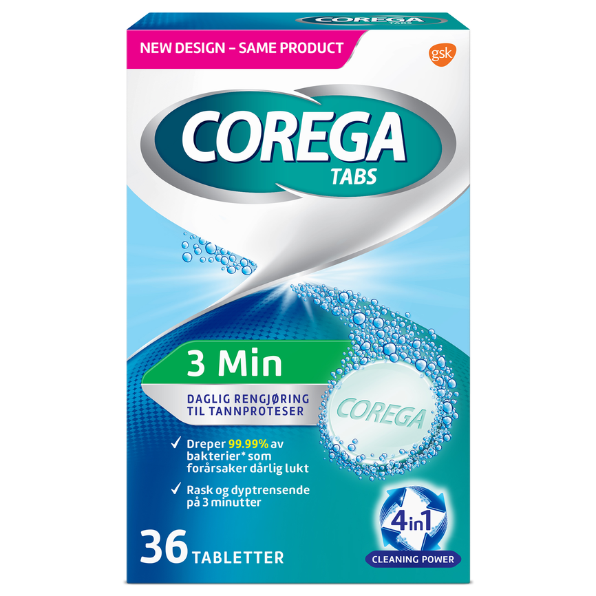 Corega tabs 3 min rensetabletter 36stk
