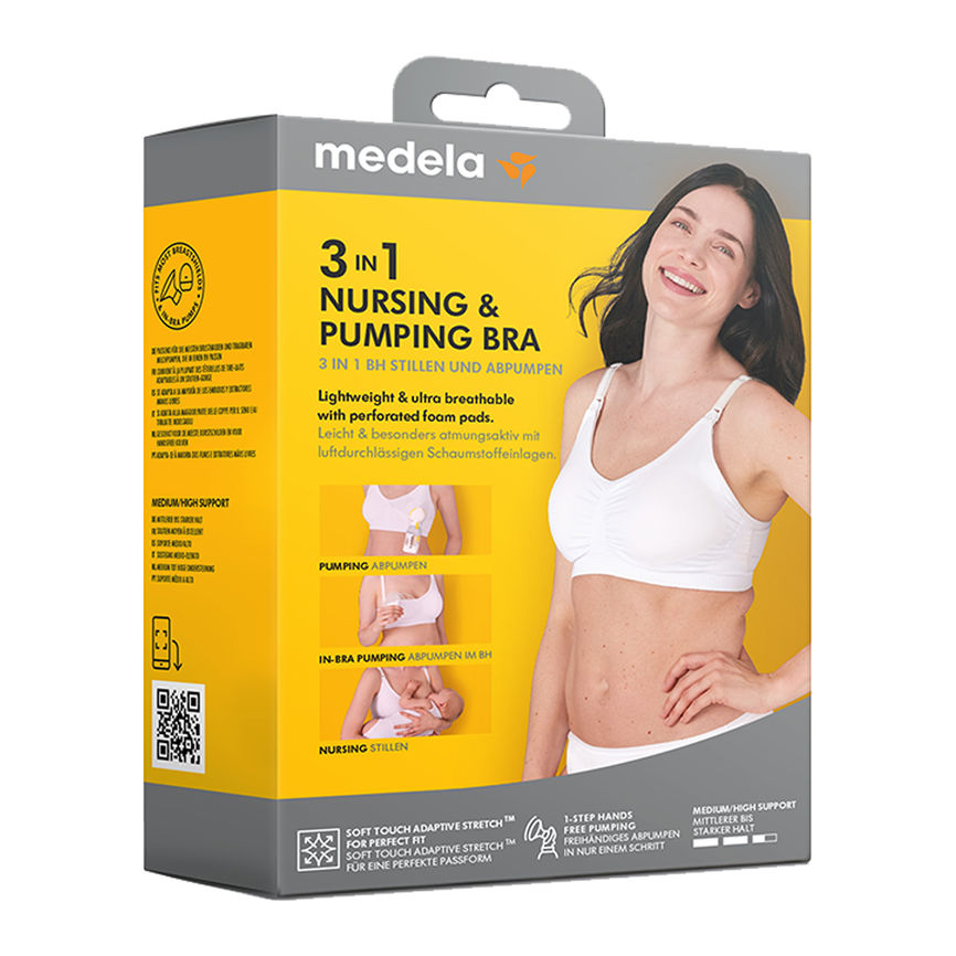 Medela 3-i-1 amme- og pumpe-BH hvit small
