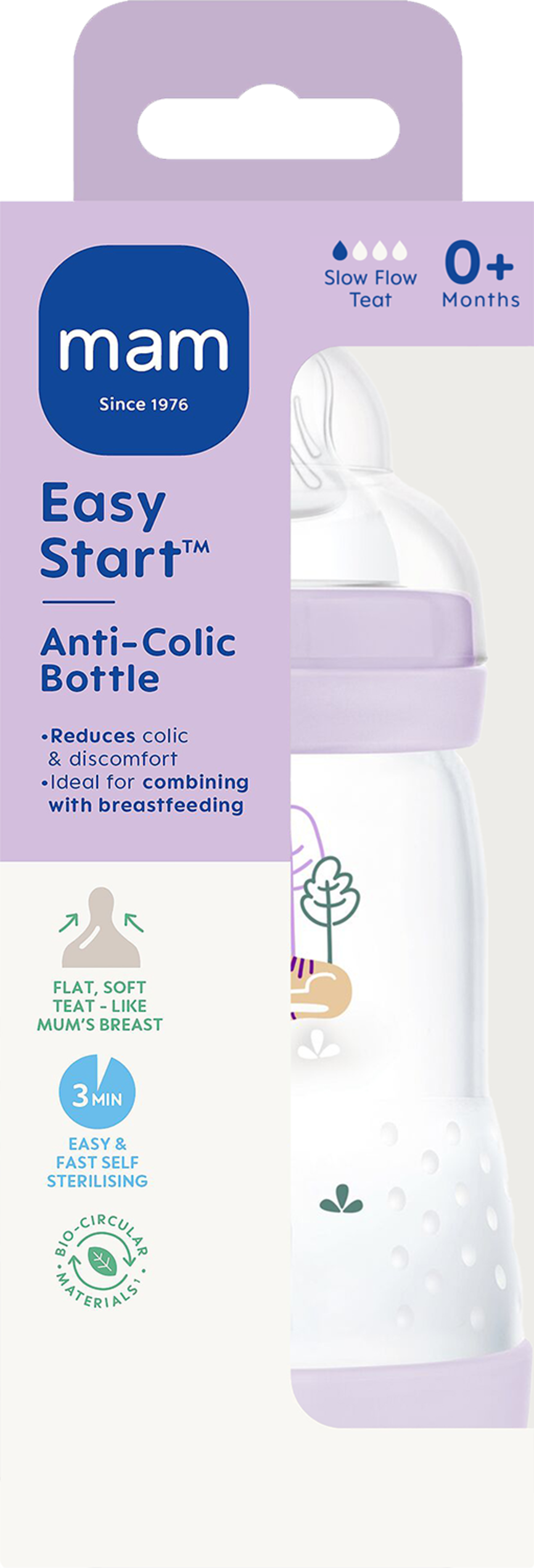 Mam tåteflaske 0+ mnd anti-kolikk 260ml 1 stk